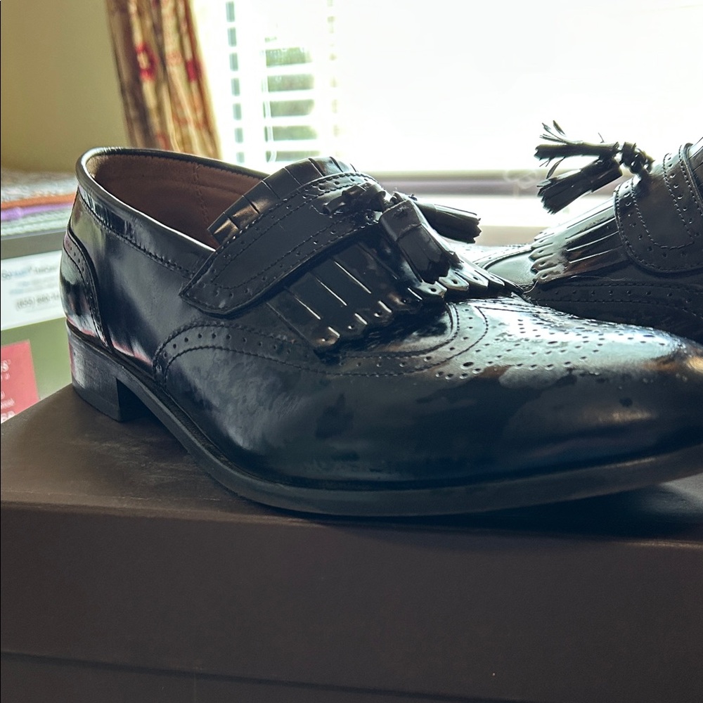 Florsheim Black Leather Tassel Oxfords